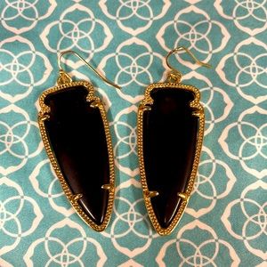 Kendra Scott large drop gold black earrings